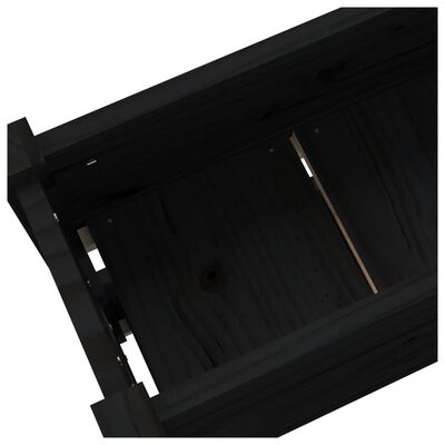 vidaXL Fioriera Nera 112x25x66 cm in Legno Massello di Pino