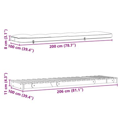 vidaXL Divano Letto Futon con Materasso Bianco 100x206x11cm Legno Pino