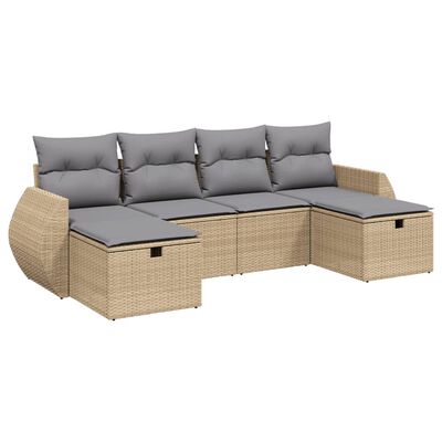 vidaXL Set Divano da Giardino 6 pz con Cuscini Beige Misto Polyrattan