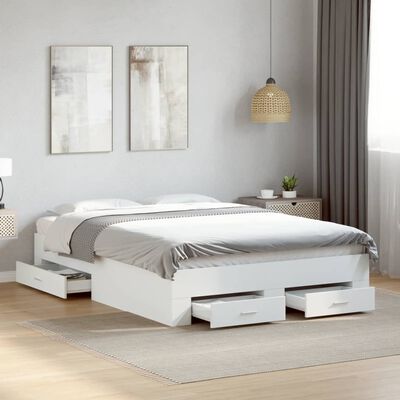 vidaXL Giroletto con Cassetti Bianco 120x190 cm in Legno Multistrato