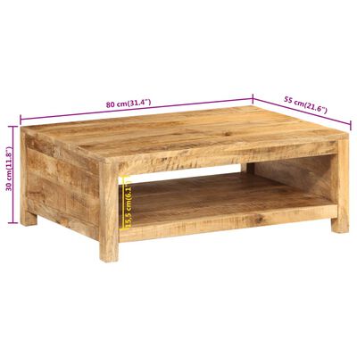 vidaXL Tavolino da Salotto 80x55x30 cm in Legno Massello di Mango