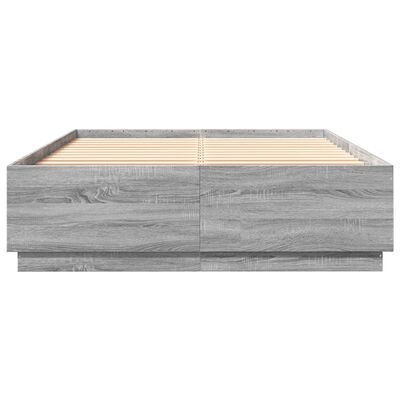 vidaXL Giroletto Luci LED Grigio Sonoma 140x200 cm Legno Multistrato