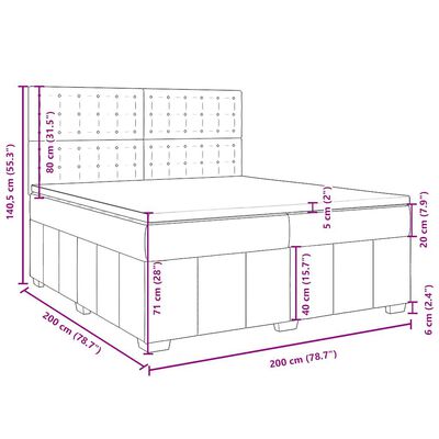 vidaXL Giroletto a Molle con Materasso Grigio Chiaro 200x200cm Tessuto