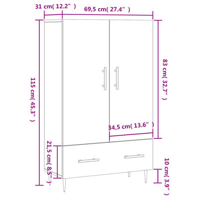 vidaXL Credenza Grigio Sonoma 69,5x31x115 cm in Legno Multistrato