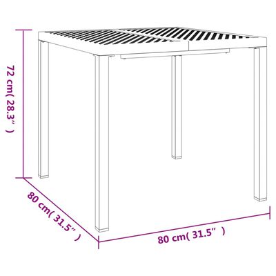 vidaXL Tavolo da Giardino Antracite 80x80x72 cm Acciaio