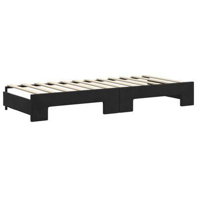 vidaXL Divano Letto Estraibile con Cassetti Nero 80x200 cm in Velluto