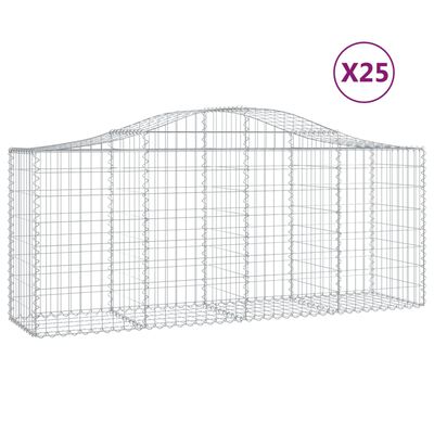 vidaXL Cesti Gabbioni ad Arco 25 pz 200x50x80/100 cm Ferro Zincato