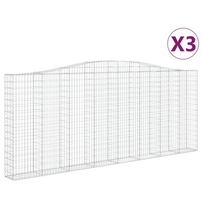 vidaXL Cesti Gabbioni ad Arco 3 pz 400x30x160/180 cm Ferro Zincato