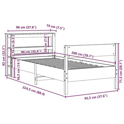 vidaXL Letto senza Materasso Bianco 90x200 cm Legno Massello di Pino