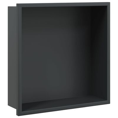 vidaXL Nicchia per Doccia Nero Opaco 32x32x9cm in Acciaio Inox