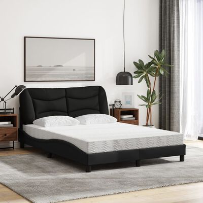 vidaXL Letto con Materasso Nero 120x200 cm in Tessuto