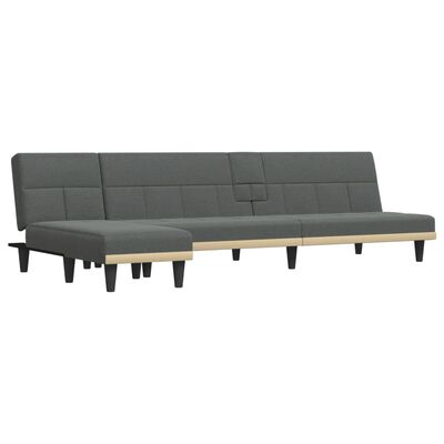 vidaXL Divano Letto a L Grigio Scuro 255x140x70 cm in Tessuto