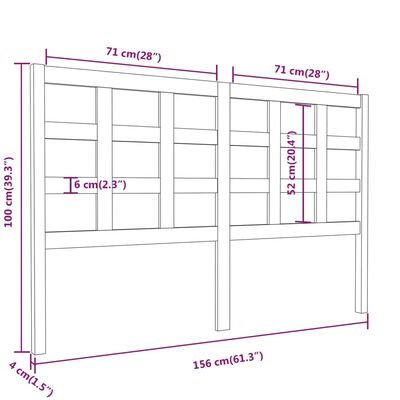 vidaXL Testiera per Letto 156x4x100 cm in Legno Massello di Pino