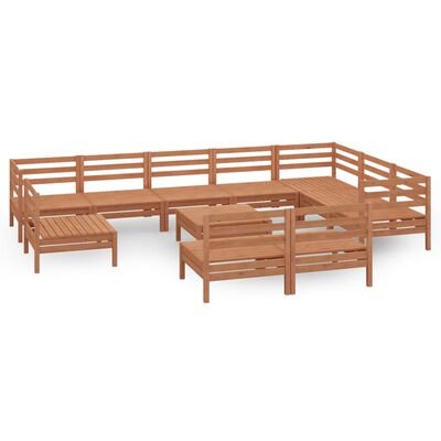 vidaXL Set Salotto da Giardino 11 pz in Legno Massello di Pino ambra