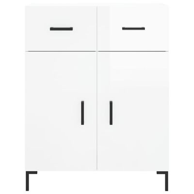 vidaXL Credenza 69,5x34x90 cm in Legno Multistrato Bianco Lucido