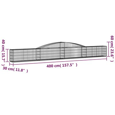 vidaXL Cesto Gabbione ad Arco 400x30x40/60 cm Ferro Zincato