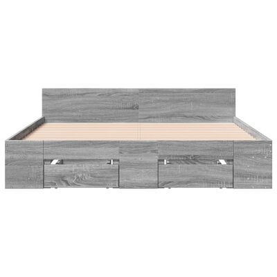 vidaXL Giroletto Cassetti Grigio Sonoma 160x200 cm Legno Multistrato