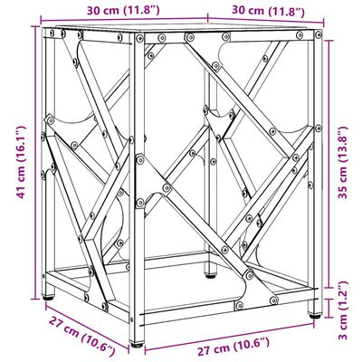 vidaXL Tavolino Salotto con Piano Vetro Trasparente 30x30x41cm Acciaio