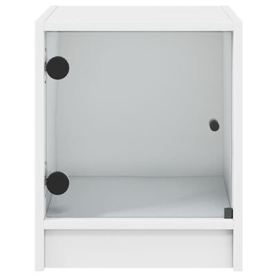 vidaXL Comodini con Ante in Vetro 2pz Bianco 35x37x42 cm