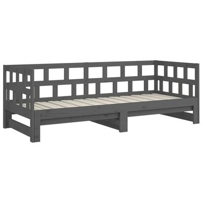 vidaXL Dormeuse Estraibile Grigia Legno Massello di Pino 2x(90x200) cm