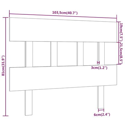 vidaXL Testiera per Letto Nera 103,5x3x81 cm Legno Massello di Pino