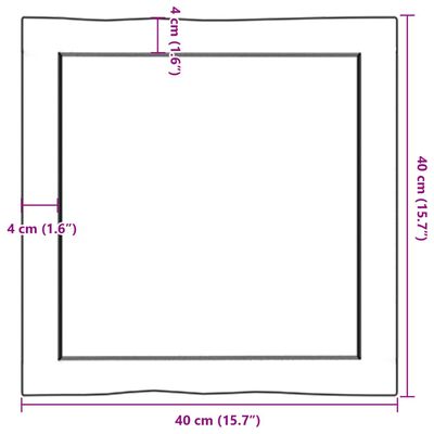 vidaXL Piano Tavolo Marrone Chiaro 40x40x(2-6) cm Rovere Non Trattato