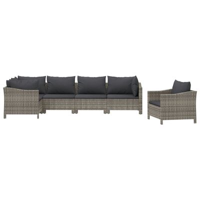 vidaXL Set Divani da Giardino 6 pz con Cuscini in Polyrattan Grigio