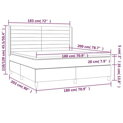 vidaXL Giroletto a Molle con Materasso Blu 180x200 cm in Tessuto