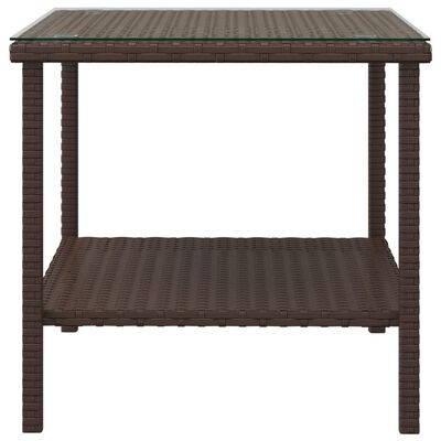 vidaXL Tavolino Marrone 45x45x45 cm Polyrattan e Vetro Temperato