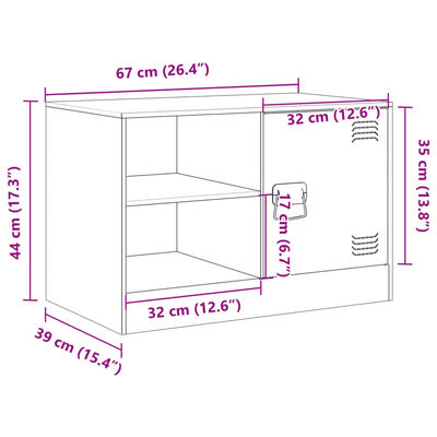 vidaXL Mobile TV Rosso 67x39x44 cm in Acciaio