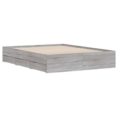 vidaXL Giroletto Cassetti Grigio Sonoma 140x200 cm Legno Multistrato