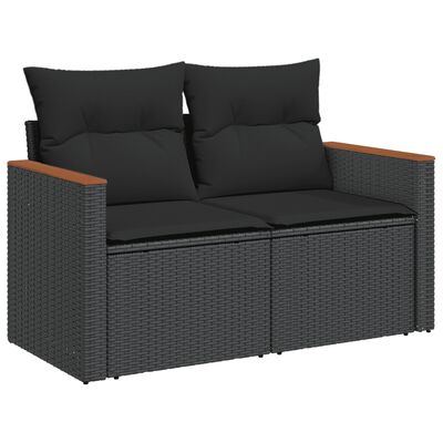 vidaXL Set Divani da Giardino 12 pz con Cuscini Nero in Polyrattan