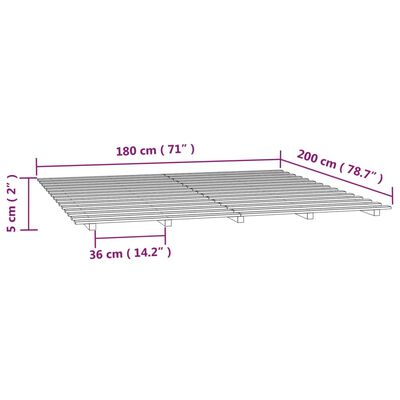 vidaXL Giroletto senza Materasso 180x200 cm in Legno Massello di Pino