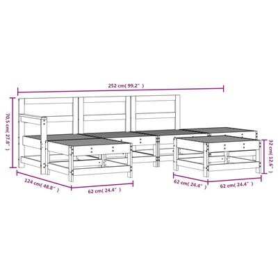 vidaXL Set Salotto da Giardino 6 pz in Legno Massello di Pino