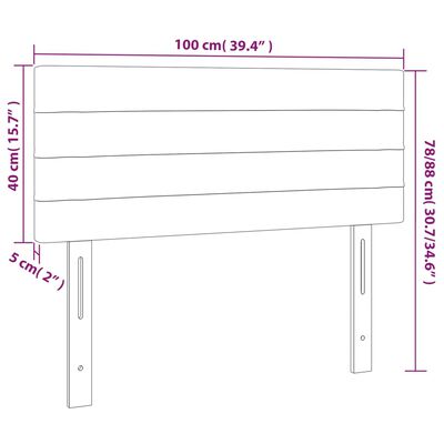 vidaXL Testiera Grigio Scuro 100x5x78/88 cm in Tessuto