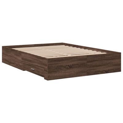 vidaXL Giroletto Cassetti Rovere Marrone 140x190 cm Legno Multistrato