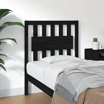 vidaXL Testiera per Letto Nera 80,5x4x100 cm in Legno Massello di Pino