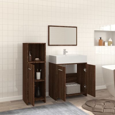 vidaXL Set Mobili da Bagno 3 pz Rovere Marrone in Legno Multistrato