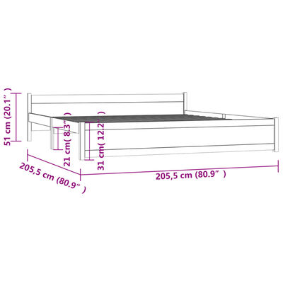 vidaXL Giroletto senza Materaso Ambra in Legno Massello 200x200 cm