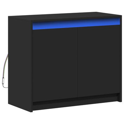 vidaXL Credenza con LED Nera 72x34x61 cm in Legno Multistrato