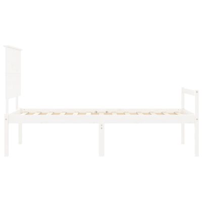 vidaXL Letto per Anziani Bianco Testiera Small Single Legno Massello