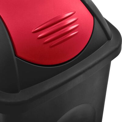 vidaXL Cestino dei Rifiuti con Coperchio Oscillante 60 L Nero e Rosso