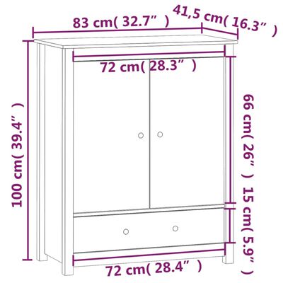 vidaXL Credenza Nera 83x41,5x100 cm in Legno Massello di Pino