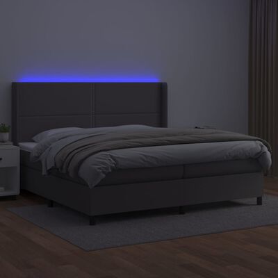 vidaXL Giroletto Molle con Materasso e LED Grigio 200x200cm Similpelle