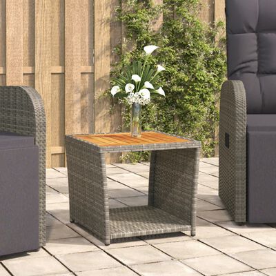 vidaXL Tavolino con Piano Legno Grigio Polyrattan e Massello Acacia