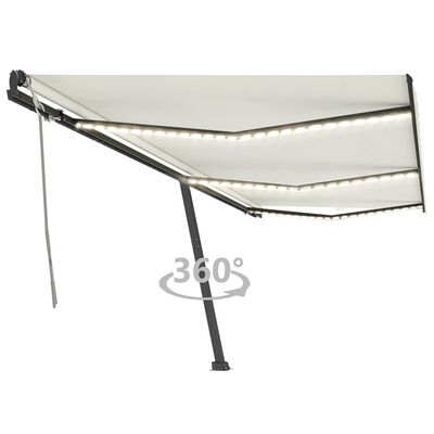 vidaXL Tenda da Sole Retrattile Manuale con LED 600x350 cm Crema