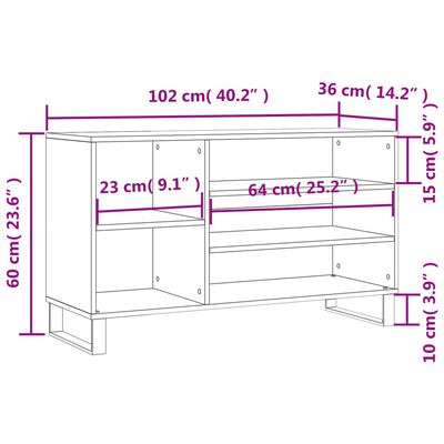 vidaXL Scarpiera Bianca 102x36x60 cm in Legno Multistrato