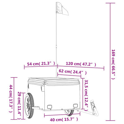 vidaXL Rimorchio da Bici Nero e Grigio 30 kg in Ferro