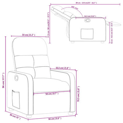 vidaXL Poltrona Reclinabile in Tessuto Grigio Scuro