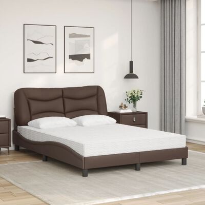 vidaXL Letto con Materasso Marrone 140x200cm in Similpelle